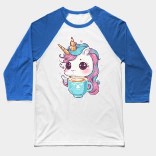 Cute unicorn with cup of coffee Baseball T-Shirt